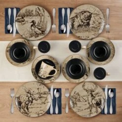 Mossy Oak Animal Print 16 Piece Dinnerware Set, Service For 4 -Kitchen Supplies Store 5138758 Web Lifestyle