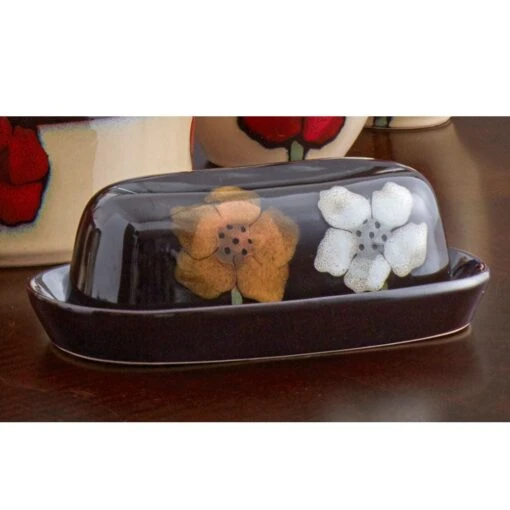 Painted Poppies Covered Butter Dish -Kitchen Supplies Store 5160529 1