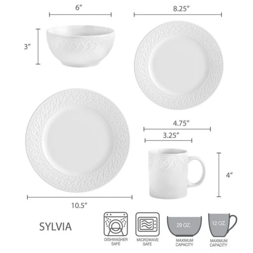 Sylvia 32 Piece Dinnerware Set, Service For 8 -Kitchen Supplies Store 5165284 dimensions