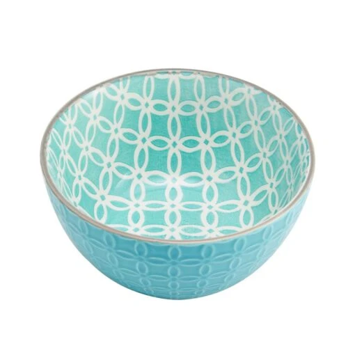 Pad Print Turquoise Geometric Soup Cereal Bowl -Kitchen Supplies Store 5203170