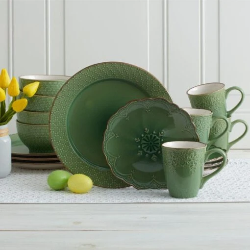 French Lace Green Dinnerware Set -Kitchen Supplies Store 5211160 1