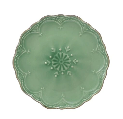 French Lace Set Of 4 Green Salad Plates -Kitchen Supplies Store 5211163