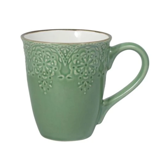 French Lace Set Of 4 Green Mugs -Kitchen Supplies Store 5211170