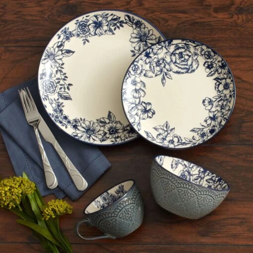 Gabriela Blue 16 Piece Dinnerware Set, Service For 4 -Kitchen Supplies Store 5216941 4pps 9 23 21