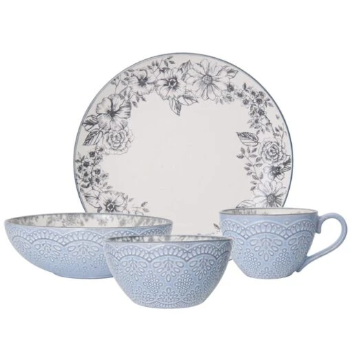 Gabriela Gray 16 Piece Dinnerware Set, Service For 4 -Kitchen Supplies Store 5216945