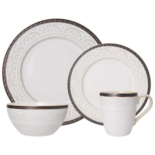 Promenade Scroll 16 Piece Dinnerware Set, Service For 4 -Kitchen Supplies Store 5217018