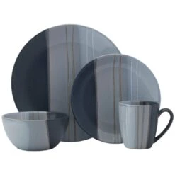 Parker Gray 16 Piece Dinnerware Set, Service For 4 -Kitchen Supplies Store 5237436