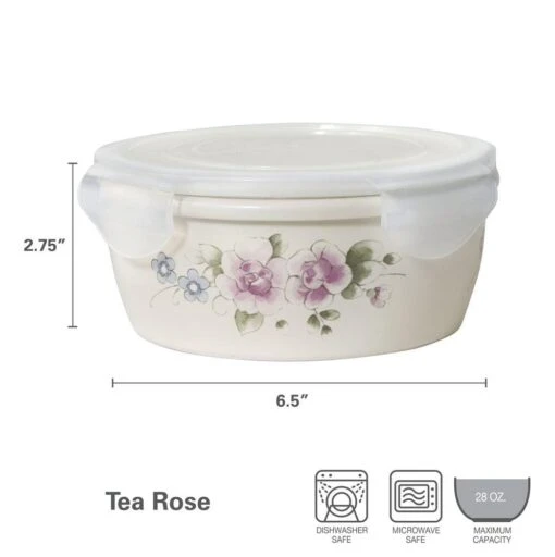 Tea Rose Storage Bowl With Lid -Kitchen Supplies Store 5257727 dimensions 01