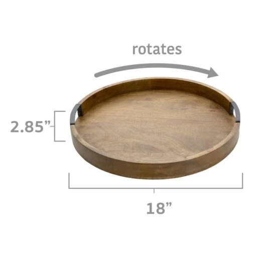 Lazy Susan Mango Wood Serve Tray, 18 Inch -Kitchen Supplies Store 5261664 Dimension