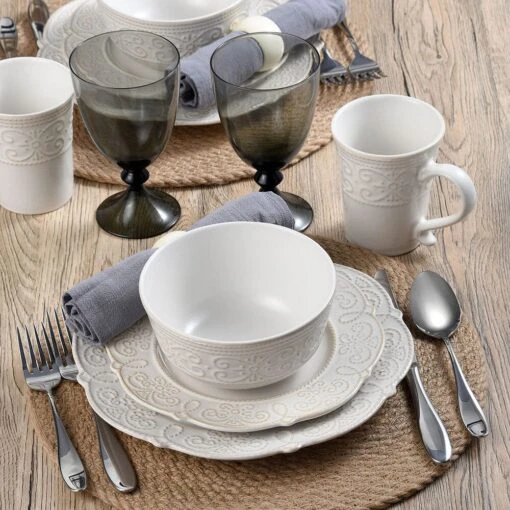 Abby White 16 Piece Dinnerware Set, Service For 4 -Kitchen Supplies Store 5267392 3