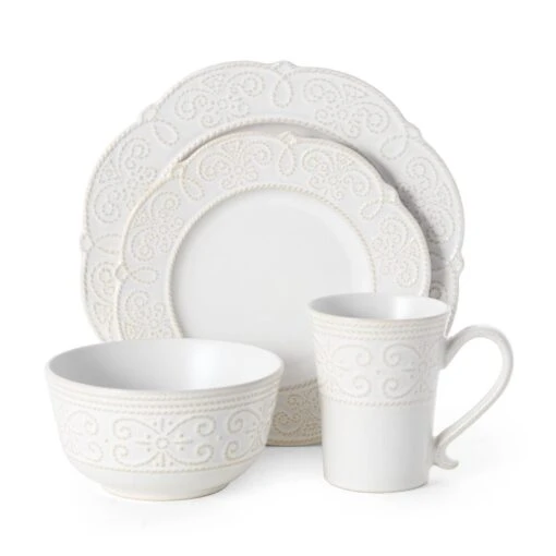 Abby White 16 Piece Dinnerware Set, Service For 4 -Kitchen Supplies Store 5267392 3Q