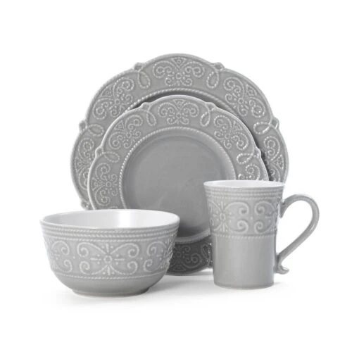 Abby Gray 16 Piece Dinnerware Set, Service For 4 -Kitchen Supplies Store 5267394 3Q