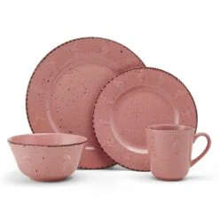 Flamingo Pink 16 Piece Dinnerware Set, Service For 4 -Kitchen Supplies Store 5274259 4pc onWhite