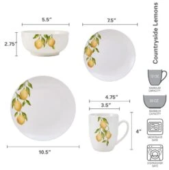 Lemons 16 Piece Dinnerware Set, Service For 4 -Kitchen Supplies Store 5276340 dimensions 01