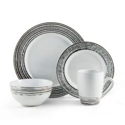 Bryson White 16 Piece Dinnerware Set, Service For 4 -Kitchen Supplies Store 5281322 Bryson 4pc silo