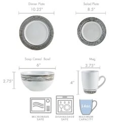 Bryson White 16 Piece Dinnerware Set, Service For 4 -Kitchen Supplies Store 5281322 dimensions