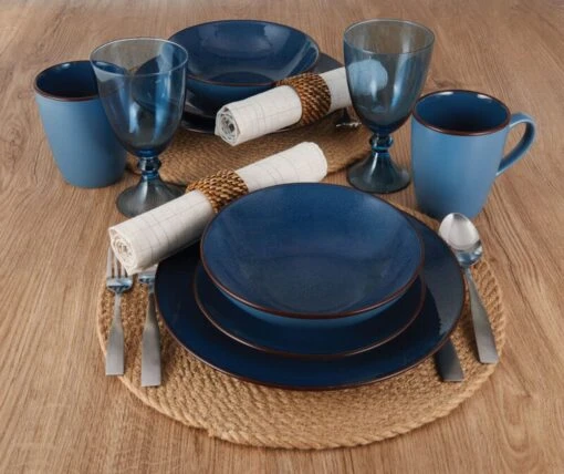 Pierce Blue 16 Piece Dinnerware Set, Service For 4 -Kitchen Supplies Store 5281779 PierceBlue 16pc lifestyle