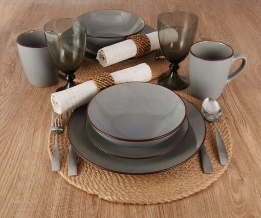 Pierce Gray 16 Piece Dinnerware Set, Service For 4 -Kitchen Supplies Store 5281784 PierceGray 16pc lifestyle