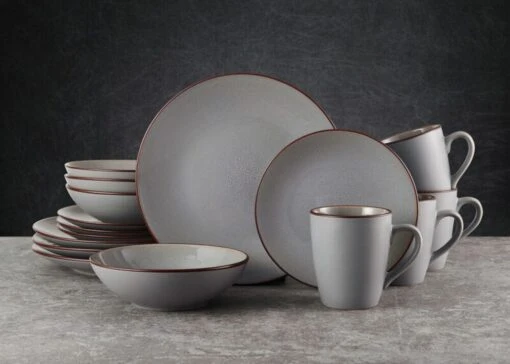 Pierce Gray 16 Piece Dinnerware Set, Service For 4 -Kitchen Supplies Store 5281784 PierceGray 16pc lifestyle1