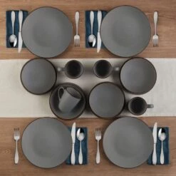 Pierce Gray 16 Piece Dinnerware Set, Service For 4 -Kitchen Supplies Store 5281784 PierceGray 16pc lifestyle2