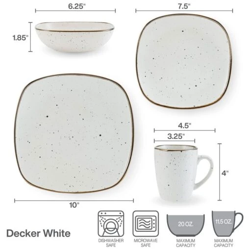 Decker White 16 Piece Dinnerware Set, Service For 4 -Kitchen Supplies Store 5286197 Pfaltzgraff Decker White 4PC PlaceSetting Infographic