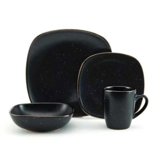 Decker Black 16 Piece Dinnerware Set, Service For 4 -Kitchen Supplies Store 5286198 Pfalzgraff DeckerBlack 4PC PlaceSetting Silo