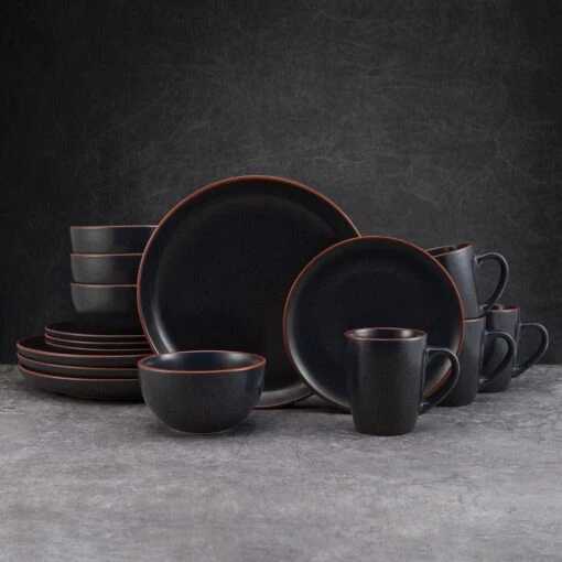 Hunter Black 16 Piece Dinnerware Set, Service For 4 -Kitchen Supplies Store 5286597 Hunter Black 16pc lifestyle 1