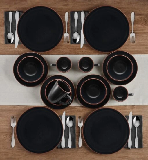 Hunter Black 16 Piece Dinnerware Set, Service For 4 -Kitchen Supplies Store 5286597 Hunter Black 16pc lifestyle 2