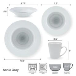 Annie Gray 16 Piece Dinnerware Set, Service For 4 -Kitchen Supplies Store 5286602 6