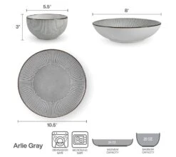 Arlie Gray 12 Piece Dinnerware Set, Service For 4 -Kitchen Supplies Store 5291360 006