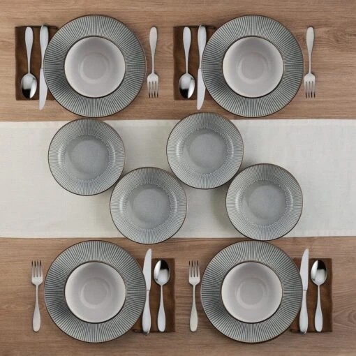 Arlie Gray 12 Piece Dinnerware Set, Service For 4 -Kitchen Supplies Store 5291360 PFZ Arlie Gray 12pc Lifestyle 1