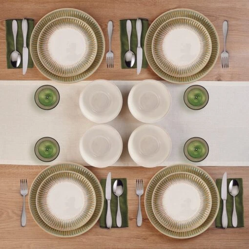 Hensley Green 12 Piece Dinnerware Set, Service For 4 -Kitchen Supplies Store 5291366 PFZ Hensley Green 12pc lifestyle 2