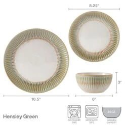 Hensley Green 12 Piece Dinnerware Set, Service For 4 -Kitchen Supplies Store 5291366 PFZ Hensley Green Infographic