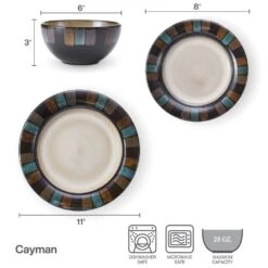 Cayman 24 Piece Dinnerware Set, Service For 8 -Kitchen Supplies Store 5291865 infographic