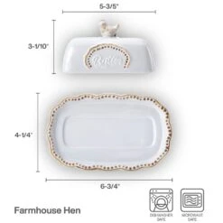 Farmhouse Hen Covered Butter Dish -Kitchen Supplies Store 5292951 infographic