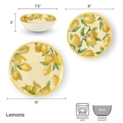 Lemons Outdoor Melamine Dinnerware Set -Kitchen Supplies Store 5293373 infographic