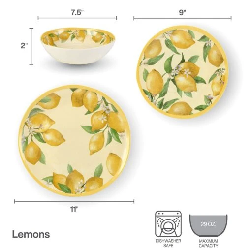 Lemons Outdoor Melamine Dinnerware Set -Kitchen Supplies Store 5293373 infographic