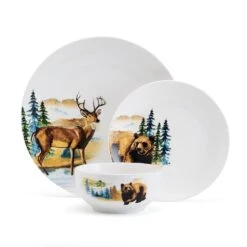 Woodland Animals 12 Piece Dinnerware Set, Service For 4 -Kitchen Supplies Store 5293649 SN WoodlandAnimals 3pc silo