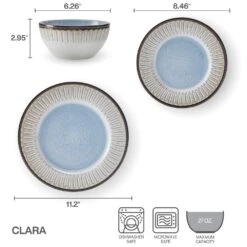 Clara 12 Piece Dinnerware Set, Service For 4 -Kitchen Supplies Store 5293896 PFZ Clara Dinnerware Infographic