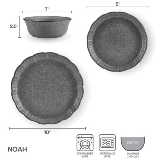 Noah 12 Piece Dinnerware Set, Service For 4 -Kitchen Supplies Store 5293902 PFZ Noah Dinnereware Infographic