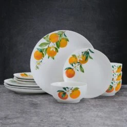 Oranges 12 Piece Dinnerware Set, Service For 4 -Kitchen Supplies Store 5296703 SN Oranges 12pc lifestyle