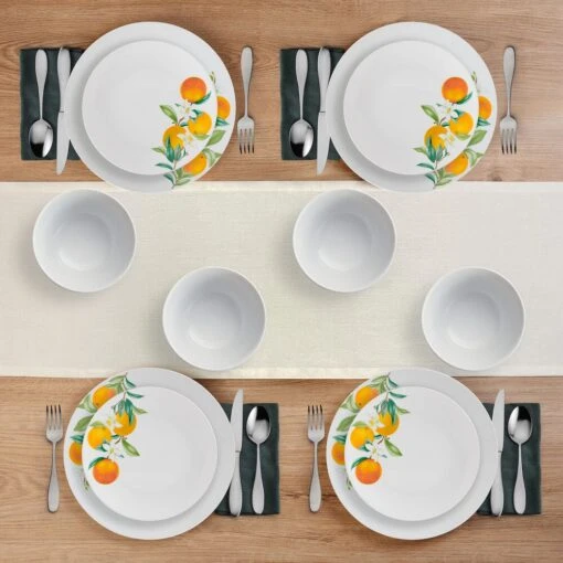 Oranges 12 Piece Dinnerware Set, Service For 4 -Kitchen Supplies Store 5296703 SN Oranges 12pc lifestyle overhead