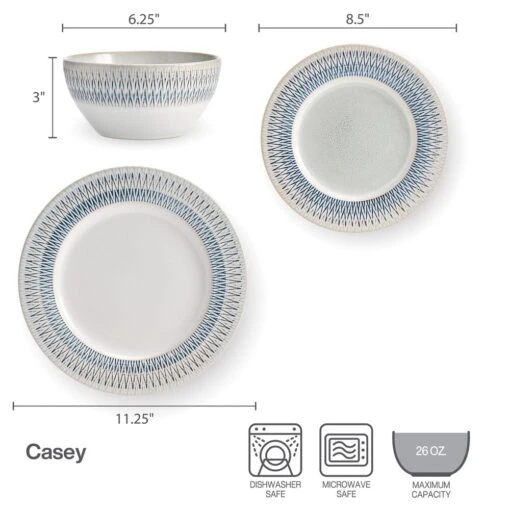 Casey 12 Piece Dinnerware Set, Service For 4 -Kitchen Supplies Store 5296883 IG casey12pcdinnerwareset