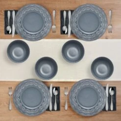 Valerie 12 Piece Dinnerware Set, Service For 4 -Kitchen Supplies Store 5296919 PFZ Valerie 12pc lifestyle topview