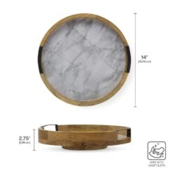 Gray Marble Lazy Susan Serve Tray -Kitchen Supplies Store 5298048 GB Gray Marble Lazy Susan Infographics Dims