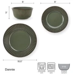 Dannie Green 12 Piece Dinnerware Set, Service For 4 -Kitchen Supplies Store 5305443 IG Dannie12PCDInnerwareSet