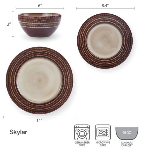 Skylar 12 Piece Dinnerware Set, Service For 4 -Kitchen Supplies Store PFZ 5296880 Skylar 3pc Dims Infographic Copy