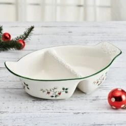 Winterberry® Divided Vegetable Bowl -Kitchen Supplies Store Winterberry Divided Oval Bowl 5307870 2