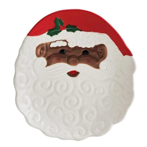 Winterberry® African American Santa Figural Cookie Plate -Kitchen Supplies Store Winterberry African American Santa Figural Cookie Plate 5308738 1