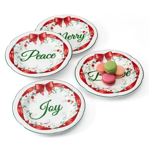 Winterberry® Set Of 4 Red Ribbon Salad Plates -Kitchen Supplies Store Winterberry Set of 4 Red Ribbon Salad Plates 5308110 6